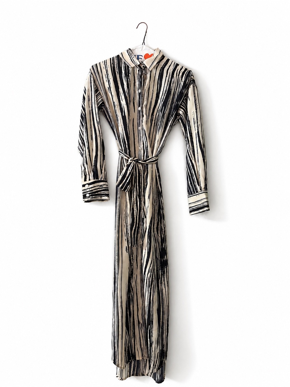 Banana Republic Black and Off White Striped Maxi Shirt Dress